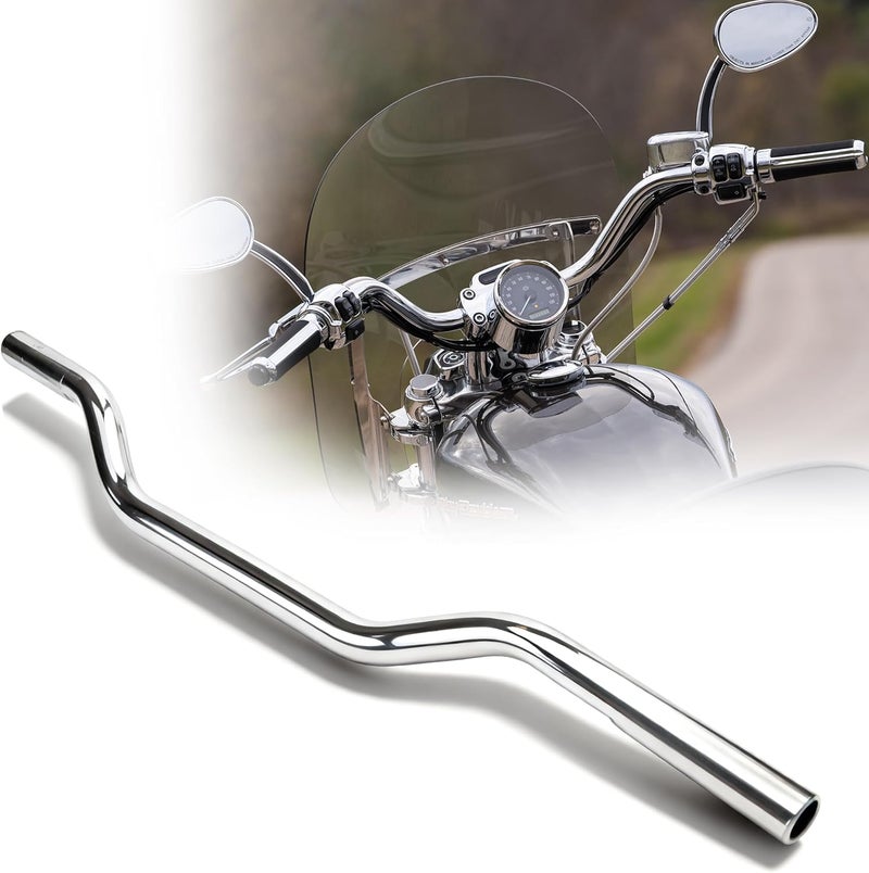 MoKitDora 2.7" Rise 1" Clamp Drag Bars Handlebars for Harley 2010-later XL883L XL1200C XL1200NS XL1200T XL1200V and XL1200XS Models, Chrome - Image 1